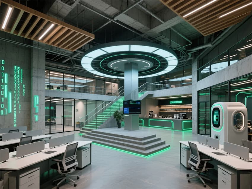 蕪湖1000㎡的互聯(lián)網(wǎng)科技公司辦公空間設(shè)計(jì)效果解析