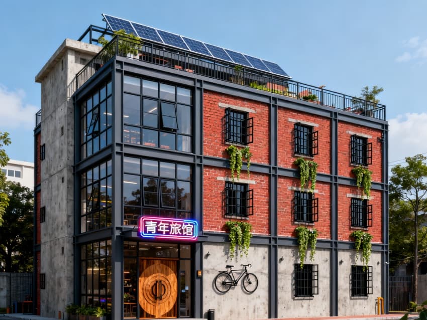 合肥5500平工業(yè)風(fēng)青年旅舍裝修設(shè)計(jì)效果分享