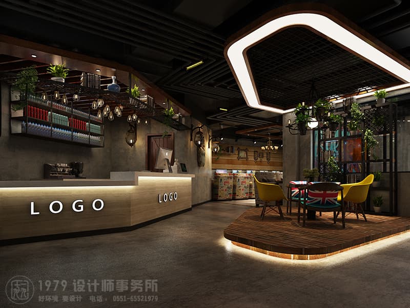 合肥銅陵路網(wǎng)咖吧臺設計效果圖