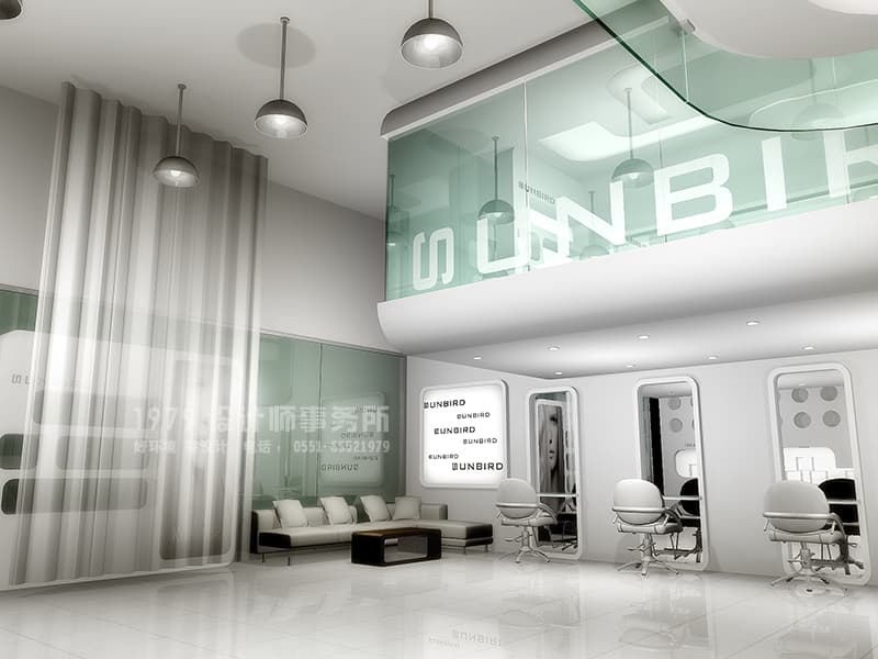 合肥美發(fā)店客戶(hù)等待區(qū)及理發(fā)區(qū)設(shè)計(jì)效果圖