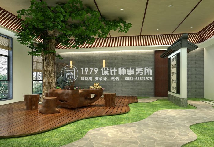 書(shū)法培訓(xùn)機(jī)構(gòu)飲茶區(qū)裝修設(shè)計(jì)案例效果圖